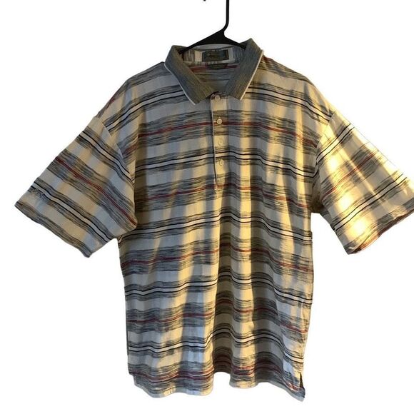 Pre Owned Men’s Descente Short Sleeve Polo Egyptian Cotton Sz Lg Casual Comfort - Picture 2 of 13